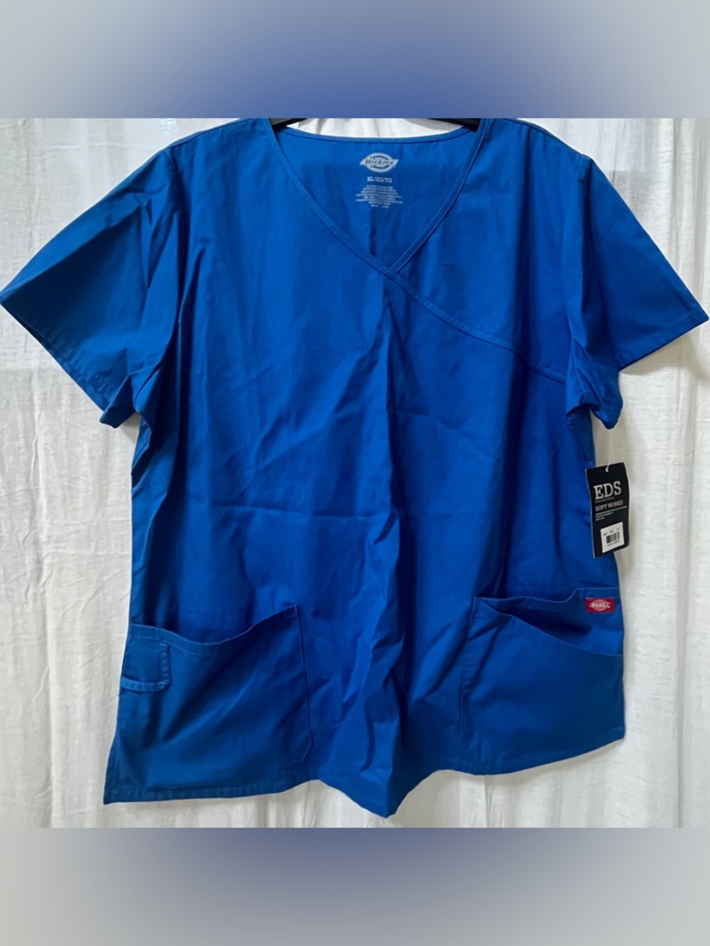 Dickies Women’s Royal Blue V-Neck Short Sleeve Scrub Top  L
